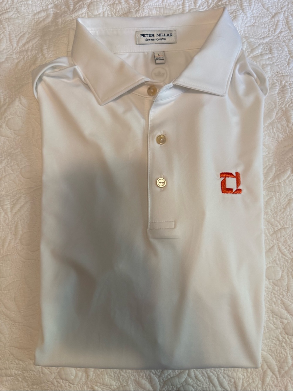 Peter Millar White Polo with Zello logo